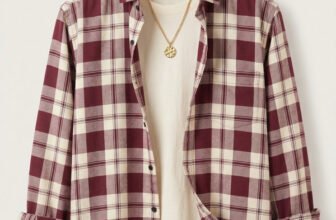 WOXEN Men Checkered Casual Maroon, Cream Shirt