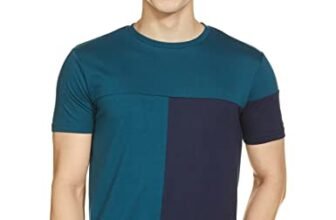 The Indian Garage Co Men Slim Fit Solid Round Neck Tshirt Teal