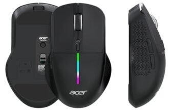 Acer Prism Dual Mode Wireless Mouse I 2.4G + Bluetooth I Silent Click I 3200 DPI (800-1200-2400-3200) I Rechargeable 500mAh I RGB LED I 6 Buttons I Lightweight 87g I Ergonomic Design for Laptop PC Mac