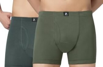 XYXX Nova Cotton Boxer Brief for Men |Regular Fit with intellifresh No-Marks Waistband | Inner Elastic | Solid Underwear for Men | Olive Green+Anchor Grey