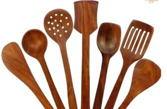 OGGN Set of 7 Wooden Spatula Kitchen Tool Set(Brown, Cooking Spoon)