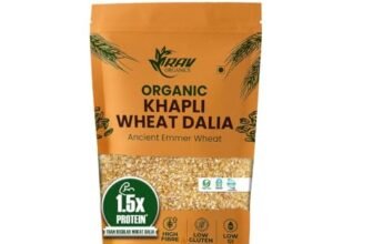 RAV Organic NPOP Certified Organic Khapli Wheat Dalia 400g | Ancient Emmer Wheat Daliya | 1.5X Protein vs Regular Daliya | High Fibre Low GI | No Bleaching No Additives | Pesticide-Free Wholesome food | Porridge