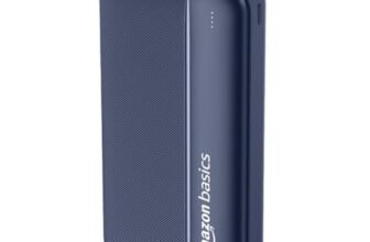 Amazon Basics 20000 mAh Power Bank | 22.5W Fast Charging | Dual Output & Input | Charge 3 Devices Simultaneously | for Smartphones, TWS Earbuds, Speakers, Tablets (Dark Blue)