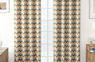 MollisHomes Door Curtains 7 Feet Pack of 2, Chevron, Yellow & Grey