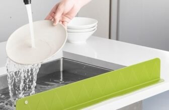 NaturalCozy 2PCS X 48CM Silicone Sink Splash Guard in Kitchen Sink Water Splash Guard with Strongfor Organizing! Montessori Remotes Organizing Waterproof Flexible Anti Splash for Kitchen (Pack 2)