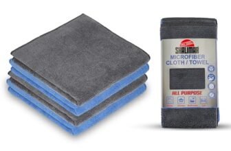 Shalimar Multi-Purpose Microfiber Soft Cleaning Towels for Car and Bike, Home, Glass Cleaning Cloth Pack of -4 (Blue and Grey)