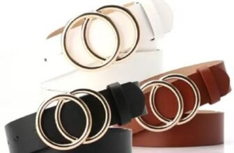HAPANI FASHION Women Faux Leather Belt Pack of 3 Adjustable Waist Accessories for Dresses Jeans Skirts and Casual Outfits BLACK + BROWN + WHITE