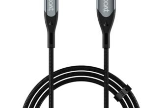 boAt Type A to C 65W Fast Charging Cable with 480 Mbps Data Transfer, Tangle-Free Cable in Premium Nylon Braided Design & Durable Aluminium Alloy Shell (Carbon Black)