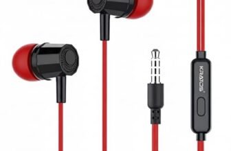 Kratos E02 Red Wired Earphones with 3.5mm Jack in-line Mic Control for Clear Calling & Music, Multi-Functional Controller,Sweat Resistant,Comfort Fit Wired Ear Phones,Compatibility with All Mobiles