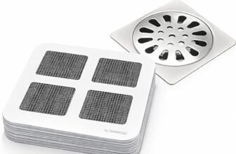 Drain Hair Catcher Disposable Mesh Filter (Pack of 20) | Self Adhesive Sink & Bathroom Drain Cover | Anti Clog Kitchen Sink Strainer | Shower & Wash Basin Hair Trap Protector
