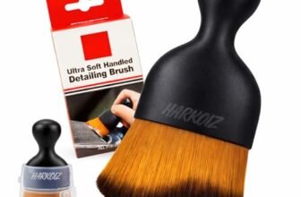 Ultra Soft Detailing Brush Set (1 PCS) – Scratch-Free Cleaning Brush with Dust Shield Cover, Ergonomic Handle for Car Interior, Dashboard, AC Vents, Keyboard & Home Cleaning (Black & Brown)