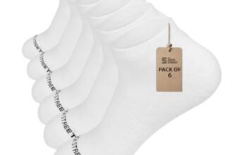The Sock Street, Sports Ankle Socks for Men, Combo Pack, Terry Cushioned Low Cut, Cotton, Gym, Running & Athletic, Odour-Free & Breathable, No Shrinkage, UK Size 6-11, White, Pack of 6