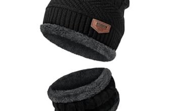 WILDSTICH Unisex Winter Cap & Muffler for Men & Women | Soft Knitted Beanie Cap Soft, Lightweight & Warm | Warm Woollen Beanie Hat for Men & Women (in, Alpha, Free Size, Black)