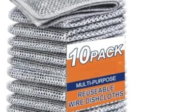 AROSHNAY 10 Pack Non-Scratch Dish Wash Cloth, Steel Wire Dish Cloth, Wire Dishwashing Rags Stainless Steel Scrubber Non-Scratch Wire Dishcloth for Washing Dishes Sinks Counters ADC-1010
