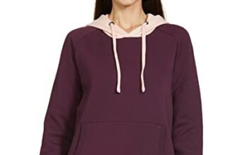 Amazon Brand – Symbol Women’s Cottonblend Hooded Neck Regular Sweatshirts (Aw18Wnssw21_Plum_Small_Plum_S)