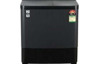 Midea 7kg Semi Automatic Top Load Washing Machine, Dual Wave Pulsator, Heavy Duty Motor, 1350 RPM High-Speed Spin, Collar Scrubber, Top Load Washer (MWMSA070PDX (KG), Black-Grey)