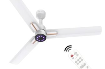 Polycab Wizzy Neo LED 1200mm BLDC Ceiling Fan with remote| BEE 5 Star Rated, Higher Air Delivery| LED Indicator,Sleep and Breeze Mode |3 Years Warranty【Matt White Rosegold】