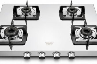 Urban Chef Manual Ignition LPG Gas Stove|Heavy-Duty 1.2mm SS Body | ISI Certified Stainless Steel Manual Gas Stove(4 Burners)