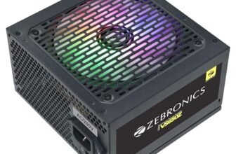 Zebronics Premium Power Supply, Long Flat Cables, Silent 120mm Fan 12V 45A, 6+2 PCIe, 4+4 CPU, 4 x SATA, 2 x MOLEX, Multicolor LED Light, Built-in Protections (VS650Z)