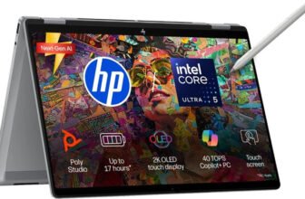 HP Omnibook X Flip Next Gen AI PC Intel Core Ultra 5 226V – (16 GB/1 TB SSD/Windows 11 Home/8 GB Graphics) 14-fm0126TU 2 in 1 Laptop(14 inch, Meteor Silver, 1.38 kg, With MS Office)