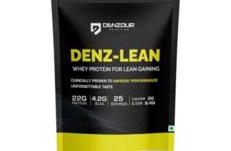DENZOUR NUTRITION Denz-Lean Whey Protein – Belgium Chocolate, 1Kg (25 Servings) | For Lean Muscle Gains | 22g Protein, 4.2g BCAA | 9.4g EAA & 2g Leucine Faster Muscle Recovery & Improved Strength