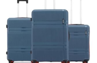 HRX Helium 3-Piece Luggage Set Blue Polypropylene Hard Shell Suitcase Set – Premium Travel Trolley Bags with 8 Spinner Wheels, Number Lock & Water Resistant Body