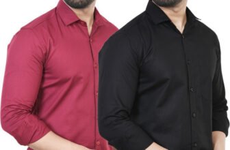 Feel high Men Solid Casual Maroon, Black Shirt(Pack of 2)