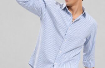 Lyphy Men Striped Casual White, Light Blue Shirt