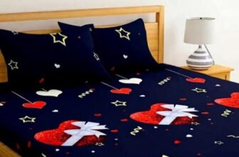 Khwaish Microfiber Double Flat 140 TC Printed 1 Summer Bedsheet with 2 Pillow Covers(Navy Blue)