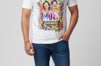 Men’s Holi Special White Graphic T-Shirt – “Rang Barse” Edition | Size XXL | PoPo Toys®