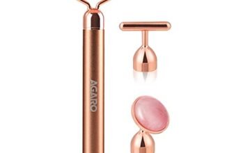 AGARO 3-In-1 Electric Rose Quartz Face Roller, Facial Roller Kit for Face, Eye, Neck, Anti-Aging Facial Massager for Anti-Wrinkles, Skin Firming and Lifting, (Rose Gold)