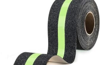 Knifora Anti Slip Tape for Stairs with Glow in Dark Center Stripe, 2 Inch x 5 Meter Waterproof Grip Tape Roll for Stair Treads, High Traction Non Skid Safety Strips for Indoor Outdoor Steps