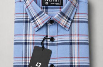 Lyphy Men Checkered Casual Light Blue, Red Shirt