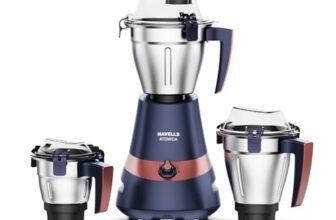 Havells Atomica 1000W 3 Jar Mixer Grinder | 3 Speed | Air Vent Tech | Stainless steel blade | Dark Blue and Brown color