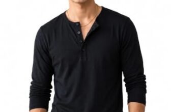 BULLMER Men’s Trendy Full Sleeve Henley Neck T-Shirt | Cotton Blend Solid Casual Tee | Stylish Menswear for Everyday | Sizes S to 2XL – Pack 1 Black