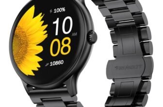 Fire-Boltt Phoenix Pro Round Smart Watch 1.39″ Display with Bluetooth Calling, AI Voice Assistant,SpO2 & Heart Rate Monitor, 120+ Sports Modes,IP67 Waterproof Metal Smart Watch for Men & Women – Black