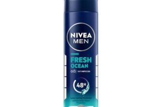 NIVEA Men Fresh Ocean Deodorant Spray, 150ml | 48 H Active Odour Protection | Fresh Long Lasting Deo for men | Fights Odour causing bacteria | Aqua and Sandalwood | 150ml