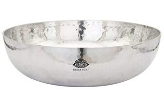 KESAR KUNJ Sandwich Bottom Heavy Guage Stainless Steel Kadhai Cookware, Tasla (Without Handle),2500 ml (Size 12)