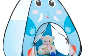Amazon Brand – Jam & Honey Elephant Popup Play Tent for Kids | Foldable Animal Themed Tent House | for Boys and Girls from 1 to 4 Years | Easy to Set Up | Blue
