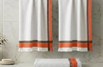 Athom Living Light Weight Cotton Premium Waffle Border Bath Towel 75×150 cm Pack of 3