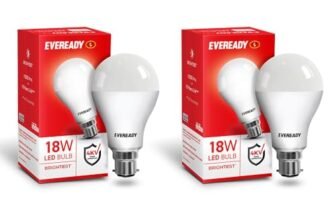 Eveready 18W LED Bulb | 1800 Lumen | 4KV Surge Protection | Long Life & Low Maintenance | BIS Certified | 1 Year Warranty | 100 Lumens Per Watt | Cool Day Light (6500K) | B22 | Pack of 2