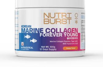 Nutriburst Korean Marine Collagen Powder with Hyaluronic Acid, Orange Flavour(100 g)