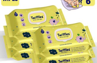 Twittles Soft & Gentle Baby Cleansing Wipes With Lid, 99% Water & Aloe Vera | Pack of 6(6 Wipes)