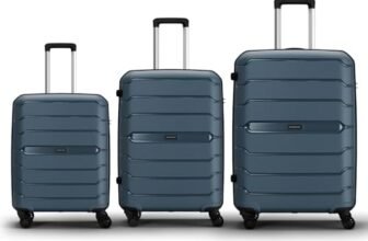 Aristocrat Liberty Set of 3 (Cabin+Medium+Large) Trolley Bag, 58+68+78Cm | Combination Lock | 8 Wheels | 5 Years International Warranty | Spanish Blue