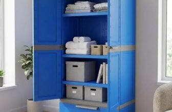Nilkamal Freedom FMDR1BE Plastic Storage Wardrobe with 1 Bottom Drawer and Clothes Organizer |3-Year Warranty|Almirah for Home, Living Room, Bed Room|Adult & Kids|Deep Blue/Grey