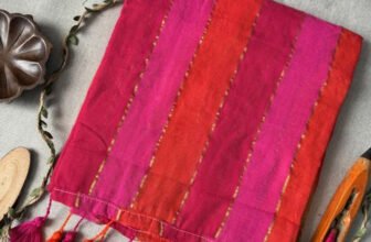 MITHU RANI TEXTILE Striped Baluchari Cotton Blend Saree(Pink)