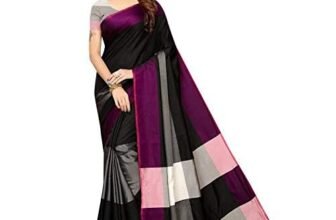 Svarnvastraa Banarasi Women’s Soft Silk Uppada Pattu Colorblock Multicolor Lightweight Saree With Unstitched Blouse Piece|silk saree for women | sari for women silk saree Under 349 (Black)