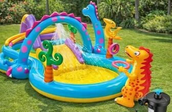 Toy Imagine 9.11ft Inflatable Dinoland Swimming Pool Play Centre for Toddlers Wading Pool Slide and Splash Outdoor & Indoor Bath Tub Water Park Swimming Pool