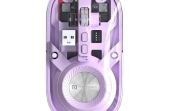 Portronics Toad 8 Transparent Wireless Bluetooth Mouse with Dual Wireless (BT + 2.4 GHz), Rechargeable Battery, Noise-Free Clicking, Show/Hide Desktop, Multi-Device Pair, Adjust Sensitivity (Purple)