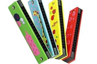 SHAHAZ CRAFTS Wooden Harmonica Colorful Kids Musical Instruments Toys Children Cartoon Pattern Wood Mouth Organ Random Color and Design (Pack of 1)